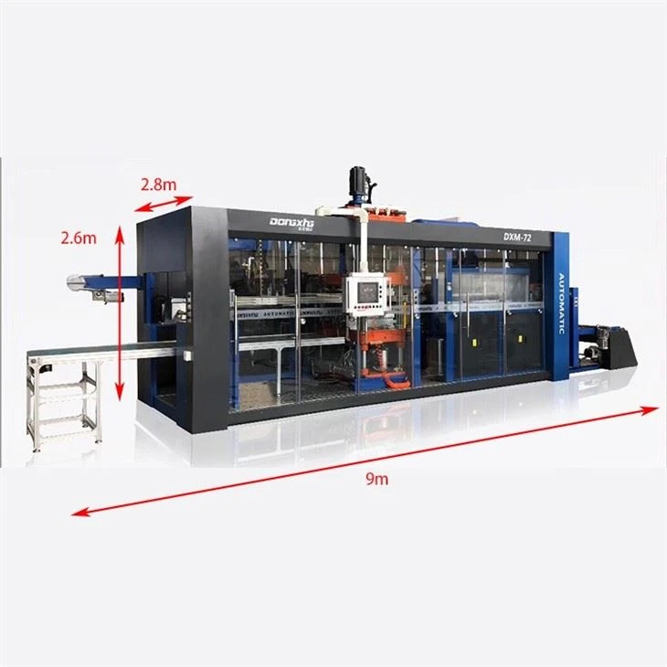 Three Stations Automatic Plastic Pvc Fruit Tray Vacuum Thermoforming Machine