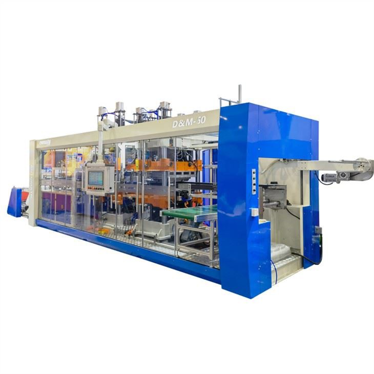 Three Stations Auto Pp Pet Plastic Food Tray Container Thermoforming Machine